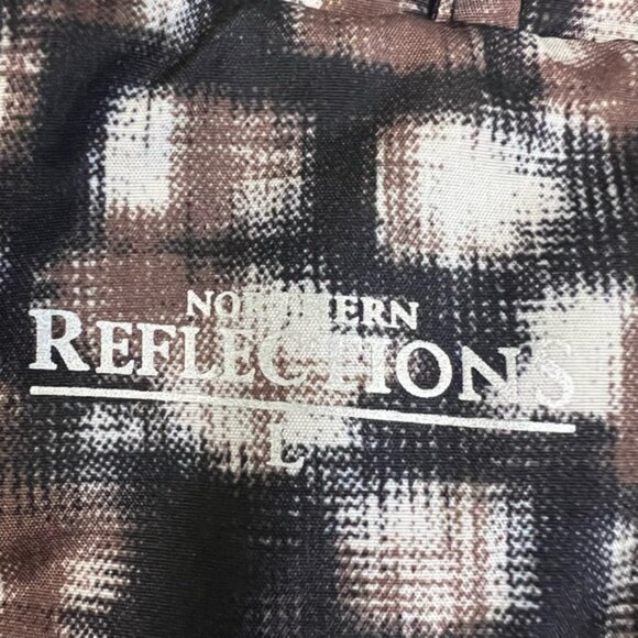 Like New NORTHERN REFLECTIONS Brown Black White Patterned Zipper Puffer Jacket - Picture 6 of 14